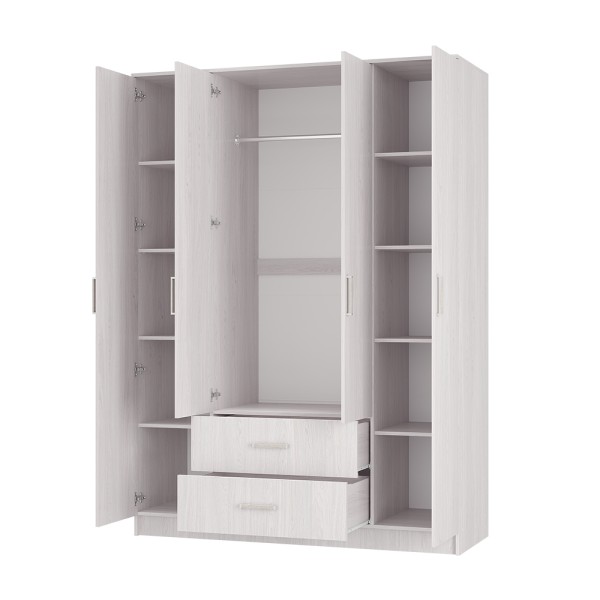 "Титан" шкаф 4-х створчатый Ясень белый